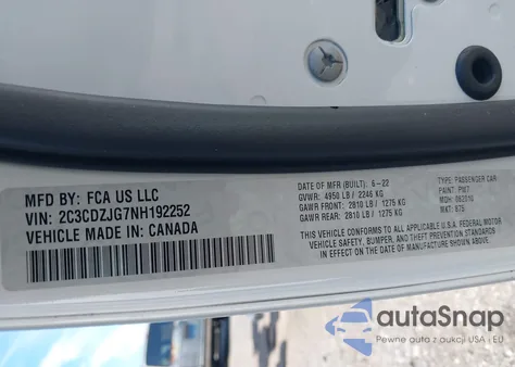 2022 Dodge Challenger Gt from USA, damaged, VIN 2C3CDZJG7NH192252